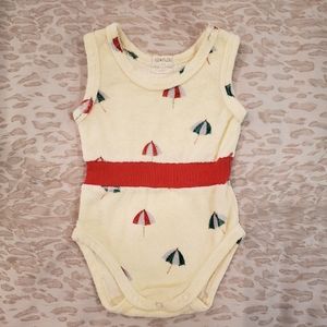 FIN & VINCE Cream + Red Terry Romper